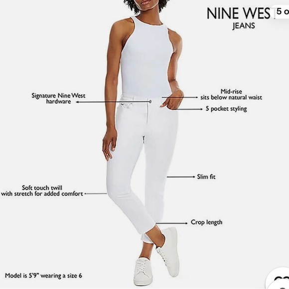 - Nine West ladies  top jean size 6 bright white brand new with tag very … - Picture 4 of 6